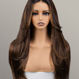 Wavymy Ombre Highlight Face-Framing Layered Cut Hair Wear Go Glueless 7x5 Lace Styled to Go Wigs Human Hair Wigs