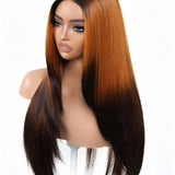 Wavymy Ombre Orange Layered Cut Straight Wear Go Glueless 7x5 Lace Wigs Pre-Pluck Human Hair Wigs