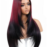 Wavymy Ombre Orange Layered Cut Straight Wear Go Glueless 7x5 Lace Wigs Pre-Pluck Human Hair Wigs