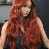 Wavymy Orange Brown Natural Body Wave Wear Go Glueless 7x5 Lace Wigs Human Hair Wigs