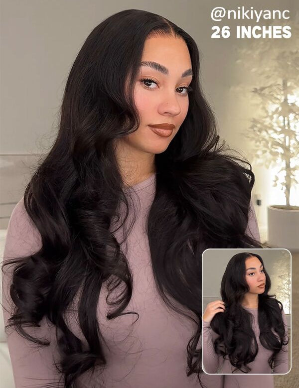 Wavymy Pre-Styled Butterfly Cut Layer Yaki Straight Natural Wave Wig Beginner Friendly V Part Wig Human Hair Wig 250% Density
