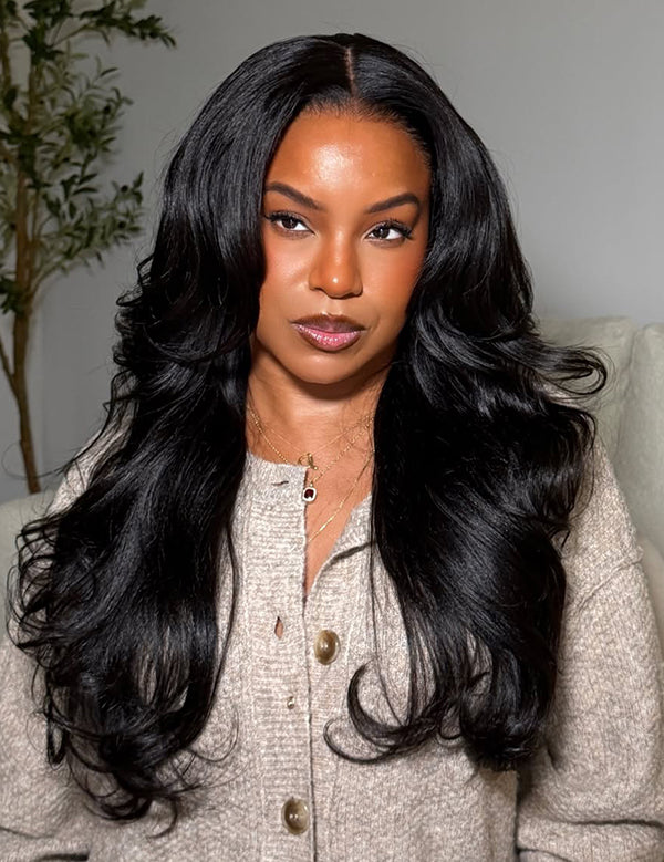 Wavymy Pre-Styled Butterfly Cut Layer Yaki Straight Natural Wave Wig Beginner Friendly Wig Human Hair Wig 250% Density