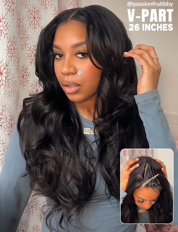 Wavymy Pre-Styled Butterfly Cut Layer Yaki Straight Natural Wave Wig Beginner Friendly V Part Wig Human Hair Wig 250% Density