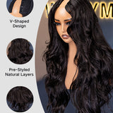 Wavymy Pre-Styled Butterfly Cut Layer Yaki Straight Natural Wave Wig Beginner Friendly V Part Wig Human Hair Wig 250% Density