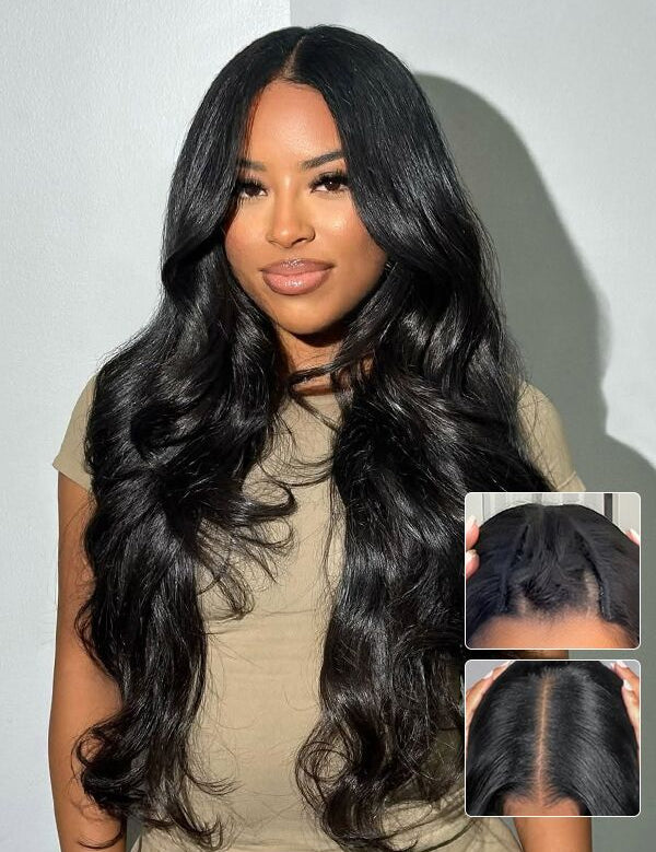 human hair butterfly cut yaki straight v part wig 