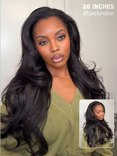 Wavymy Pre-Styled Butterfly Cut Layer Yaki Straight Natural Wave Wig Beginner Friendly V Part Wig Human Hair Wig 250% Density