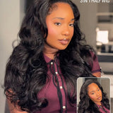 Wavymy Pre-Styled Butterfly Cut Layer Yaki Straight Natural Wave Wig Beginner Friendly V Part Wig Human Hair Wig 250% Density