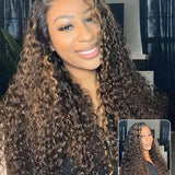 Wavymy Pre-cut Lace Wear Go Casual Blonde Highlights Water Wave Minimalist 7x5 Lace Wigs Dome Cap Glueless Wig