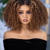Wavymy Ombre Blonde Highlights Deep Curly 7x5 Lace Glueless Wigs Wear & Go Wigs Dome Cap Curly Hairstyle