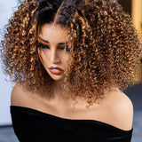 Wavymy Ombre Blonde Highlights Deep Curly 7x5 Lace Glueless Wigs Wear & Go Wigs Dome Cap Curly Hairstyle