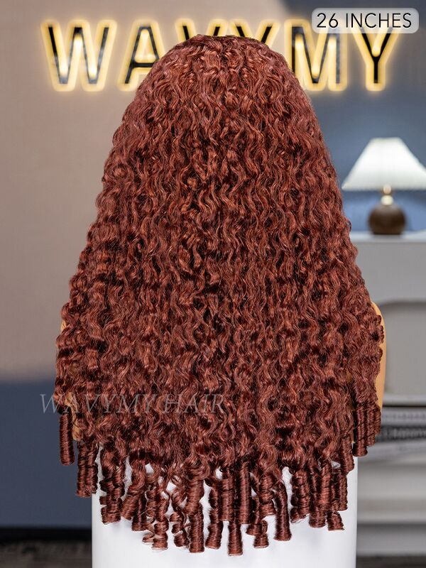 26 inch reddish brown burmese curly wig 180% density 