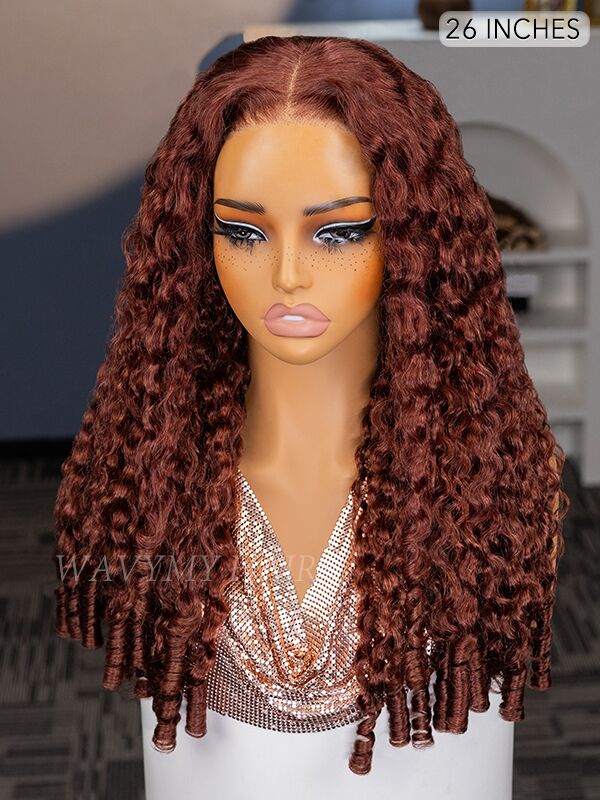 26 inch reddish brown burmese curly wig