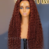 Wavymy Reddish Brown Water Wave Wear Go Pre-Plucked Glueless Wig 7x5 Pre-Cut Lace Wigs 180% Density