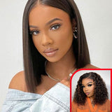 Buy 1 Get 1 | Wavymy Straight Bob Wear Go Glueless Wigs 7x5 Lace Wig & Blonde Highlights Water Wave Wear Go 7x5 Lace Wig