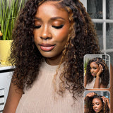 AlwaysAmeera Same | Wavymy TikTok Viral Pre-cut Lace Wear Go Casual Blonde Highlights Water Wave Minimalist 7x5 Lace Wigs Dome Cap Glueless with Natural Hairline Wig