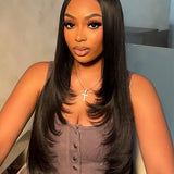 Wavymy Upgrade 13x6 Max Lace Layered Cut Straight Wear & Go Wigs Dome Cap Glueless Wigs 180% Density
