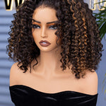 human hair highlight water wave half wig 