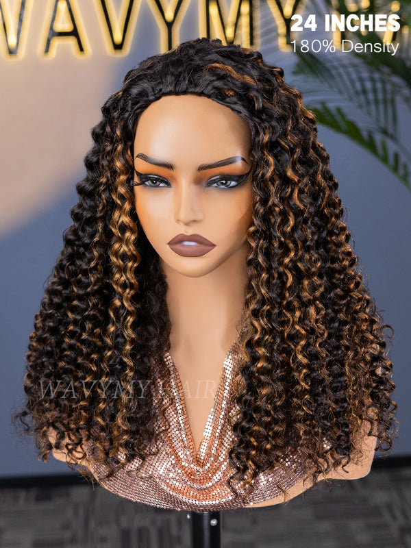 highlight water wave half wig 24 inches