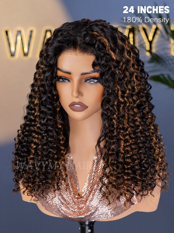 24 inch highlight water wave half wig