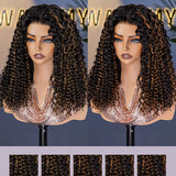 Wavymy Upgrade 3 In 1 Drawstring Half Wigs Seamless Flip Over Wig Beginner Friendly Highlight Water Wave No Lace No Glue Human Hair 180% Density