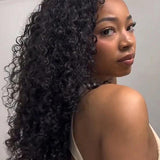 Wavymy Upgrade 3 In 1 Drawstring Half Wigs Water Wave No Lace No Glue Human Hair For Women 180% Density