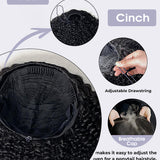 Wavymy Upgrade 3 In 1 Drawstring Half Wigs Water Wave No Lace No Glue Human Hair For Women 180% Density