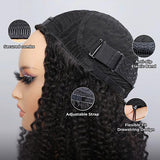 Wavymy Upgrade 3 In 1 Drawstring Half Wigs Water Wave No Lace No Glue Human Hair For Women 180% Density
