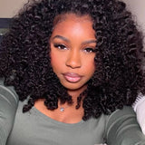 Wavymy Upgrade 3 In 1 Drawstring Half Wigs Water Wave No Lace No Glue Human Hair For Women 180% Density