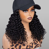 Wavymy Water Wave Hat Wigs Baseball Cap Wigs With Natural Color Human Hair Attached