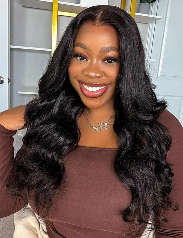 Wavymy Wear Go Glueless Lace Wigs Human Hair Pre-Bleached Pre-Plucked with Natural Hairline 180% Density