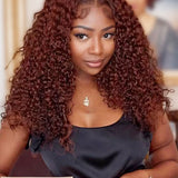 Wavymy Wear Go Pre-Plucked Reddish Brown Color Water Wave Glueless Wig 4x6 Pre-Cut Lace Wigs 180% Density