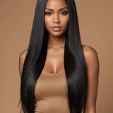 360 glueless wig middle part straight hair