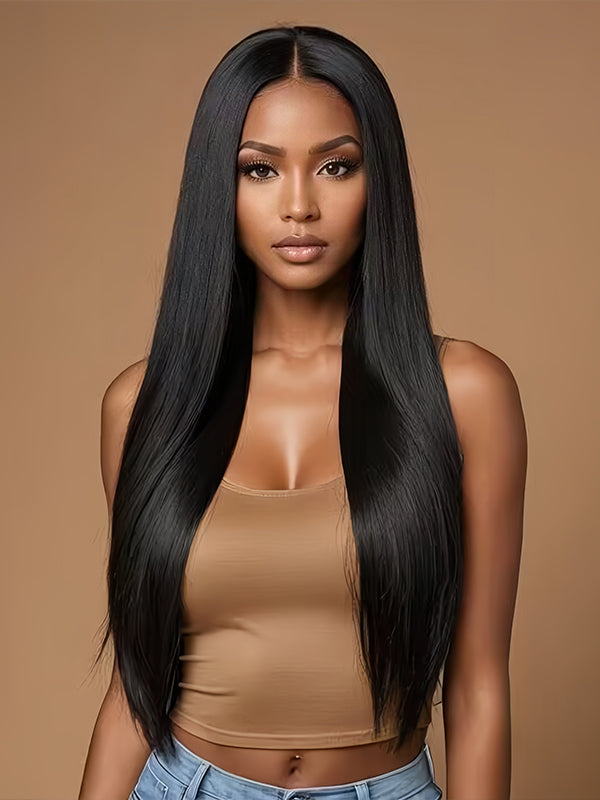 360 glueless wig middle part straight hair