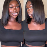 Wavymy Yaki Straight Layered Cut Silky Bob Wig Upgrade 9x6 T-Part Lace Wig Pre-Plucked Wear Go Glueless Wigs 180% Density