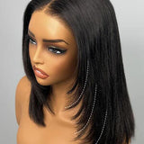 Wavymy Yaki Straight Layered Cut Silky Bob Wig Upgrade 9x6 T-Part Lace Wig Pre-Plucked Wear Go Glueless Wigs 180% Density