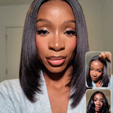 Wavymy Yaki Straight Layered Cut Silky Bob Wig Upgrade 9x6 T-Part Lace Wig Pre-Plucked Wear Go Glueless Wigs 180% Density