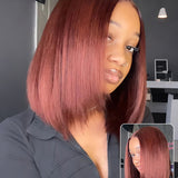 Wavymy Yaki Straight Layered Cut Silky Bob Wig Upgrade 9x6 T-Part Lace Wig Pre-Plucked Wear Go Glueless Wigs 180% Density