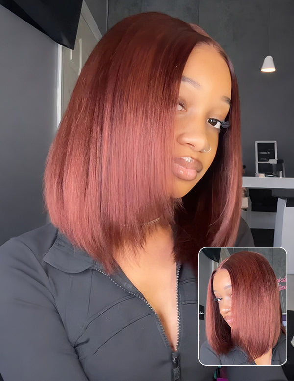 Wavymy Yaki Straight Layered Cut Silky Bob Wig Upgrade 9x6 T-Part Lace Wig Pre-Plucked Wear Go Glueless Wigs 180% Density