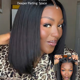 Wavymy Yaki Straight Layered Cut Silky Bob Wig Upgrade 9x6 T-Part Lace Wig Pre-Plucked Wear Go Glueless Wigs 180% Density