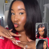 Wavymy Yaki Straight Layered Cut Silky Bob Wig Upgrade 9x6 T-Part Lace Wig Pre-Plucked Wear Go Glueless Wigs 180% Density