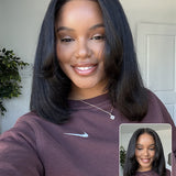 Wavymy Yaki Straight Layered Cut Silky Bob Wig Upgrade 9x6 T-Part Lace Wig Pre-Plucked Wear Go Glueless Wigs 180% Density