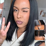 Wavymy Yaki Straight Layered Cut Silky Bob Wig Upgrade 9x6 T-Part Lace Wig Pre-Plucked Wear Go Glueless Wigs 180% Density