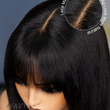 Wavymy Yaki Straight Layered Cut Silky Bob Wig with Bangs 9x6 T-Part Lace Pre-Bleached Wear Go Glueless Wigs 180% Density