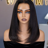 Wavymy Yaki Straight Layered Cut Silky Wig Upgrade 9x6 T-Part Lace Wig Pre-Plucked Wear Go Glueless Wigs 180% Density