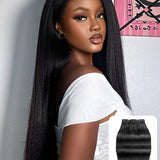 Wavymy Yaki Straight Bundles Virgin Human Hair Weave 2/3/4 Bundles Natural Black