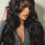 Wavymy Wear Go 7x5 & 13x4 HD Lace Pre-everything Fluffy Natural Loose Wave Curtain Bangs Wigs 180% Density