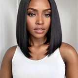 Wavymy Dome Cap Glueless Wear & Go Wigs Straight Bob Wigs 13x4 HD Lace Front Wigs 180% Density