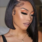 Wavymy Dome Cap Glueless Wear & Go Wigs Straight Bob Wigs 13x4 HD Lace Front Wigs 180% Density