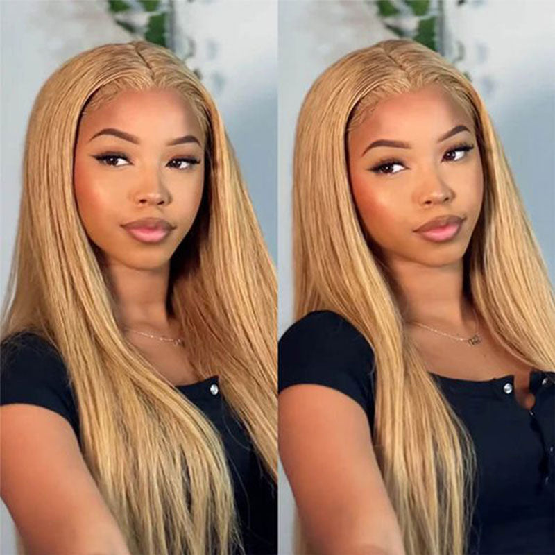 Wavymy 27 Colored  Straight Wear Go Wigs Glueless 4x6  Lace Closure Wig 180% Density