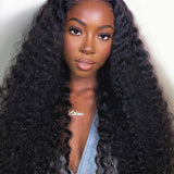 Wavymy Deep Wave 4x4 Lace Closure Wigs Natural Pre Plucked Hairline Lace Part Wig